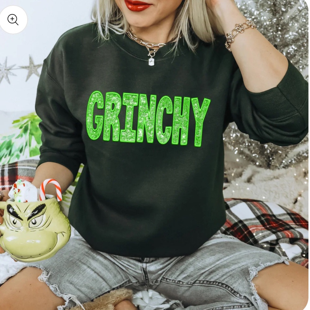 Grinchy Screen Print Black Sweatshirt NEW S - Picture 7 of 7